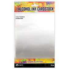 Tim Holtz Alcohol Ink Cardstock Brushed Silver